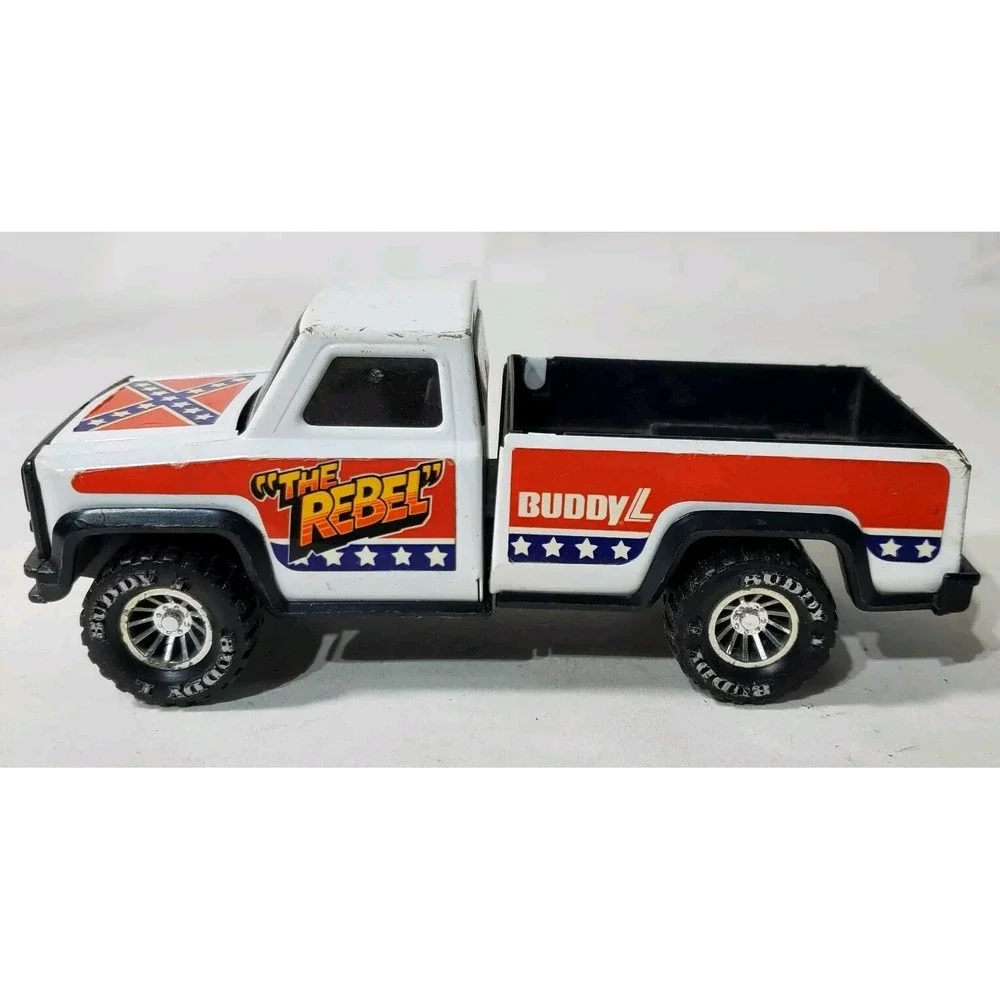 Buddy L Pickup Truck Kids OS White Good Vintage Rebel Pressed Steel Die Cast